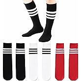 Santgoo Kids Soccer Socks-Toddler Striped Knee High Socks for Girls Boys,Cotton Athletic Baseball Softball Tube Sock