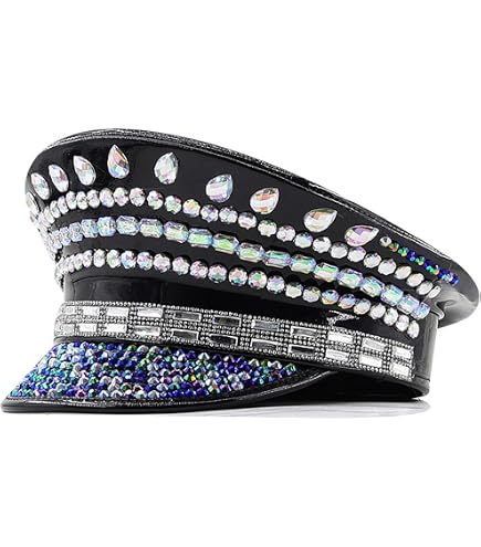 Crystal Embellished Band Festival Hat Gold Rhinestone Hat / Sequin Hat / Party Captain Hat  main image 4