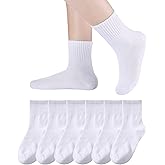 Eyean Kids Athletic Crew Socks Boys Girls Cotton School Uniform Casual Basic Socks 6 Pairs