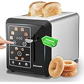 SAKAMOSH Touch Screen Toaster 2 Slice, Smart Digital Toasters, 6 Browning Levels & 6 Bread Types, Bagel Memory Function, Timer, Stainless Steel, 800W
