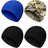 SATINIOR 4 Pieces Cotton Skull Caps for Men Women Fleece Beanies Hat Warm Soft Polar Beanie Hat Thick Windproof Winter