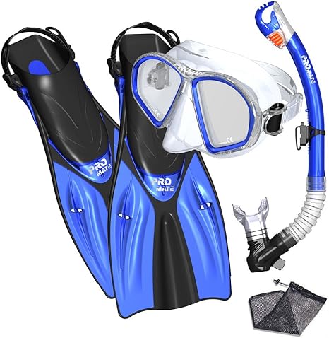 snorkel goggles and fins