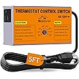 Attic Fan Thermostat-Control, Adjustable Thermostat with Overload Protector, Temperature Controlled Attic Fan, with Socket Easy to Install, Exhaust Fan Temperature Controller for Workshop, Greenhouse
