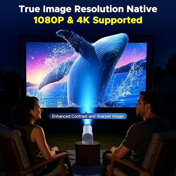 MINI PROJECTOR WITH WIFI AND BLUETOOTH, SUPPORT 1080P 4K PORTABLE MOVIE PROJECTOR BUILT-IN RECHARGEABLE BATTERY, AUTO KEYSTONE, 220° ROTATION, COMPATIBLE WITH IPHONE/ANDROID/TV STICK/HDMI/USB