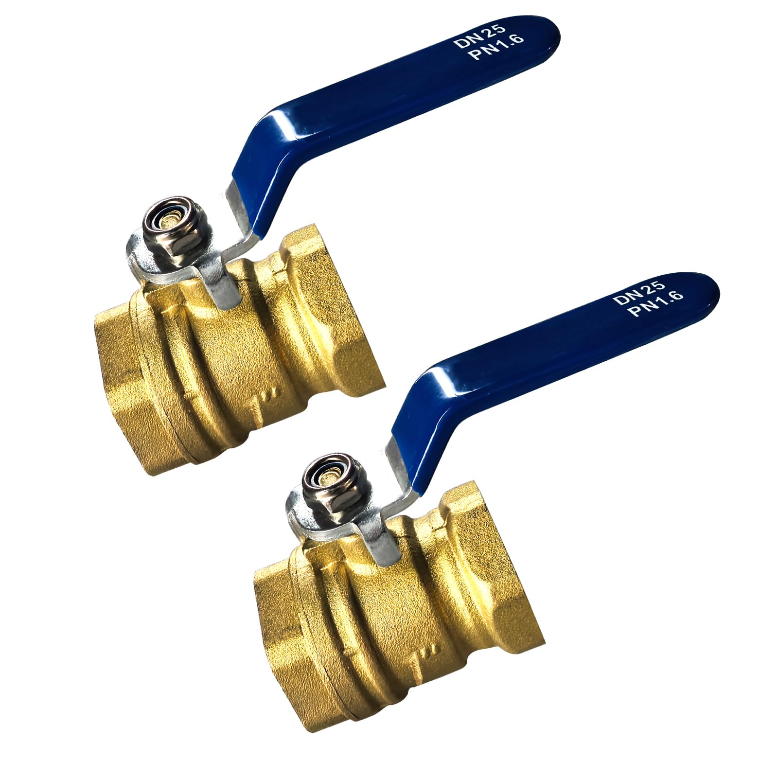 Photo 1 of 1" NPT 2PCS Full Port Forged Brass Ball Valve, Full Port Heavy Duty Brass Ball Valve Shut Off Switch for Water and Oil
