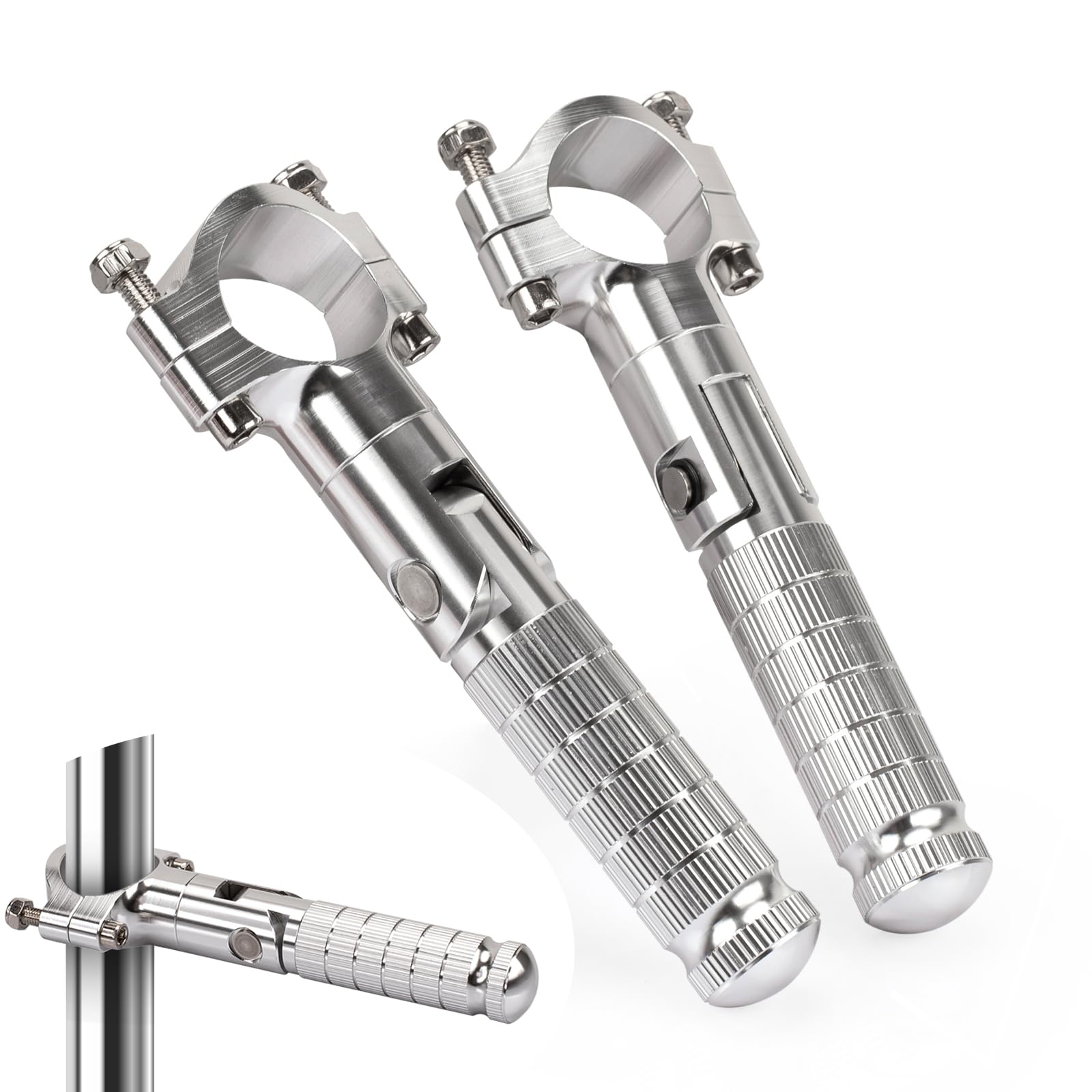 Photo 1 of XINGWU XINGWU 1.25" Foldable Motorcycle Highway Foot Pegs Universal for 32mm Crash Bars CNC Anti-Slip Foot Rest Pedals for Harley Touring Honda Yamaha Suzuki Motorbike Electric Dirt Pit Bike(Silver)