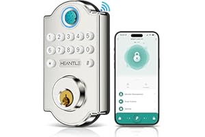 Smart Door Lock WiFi Deadbolt: HEANTLE Keyless Entry Front Door Lock Fingerprint Alexa Smart Lock Electronic Digital Keypad Deadbolt with App Remote Control Gateway