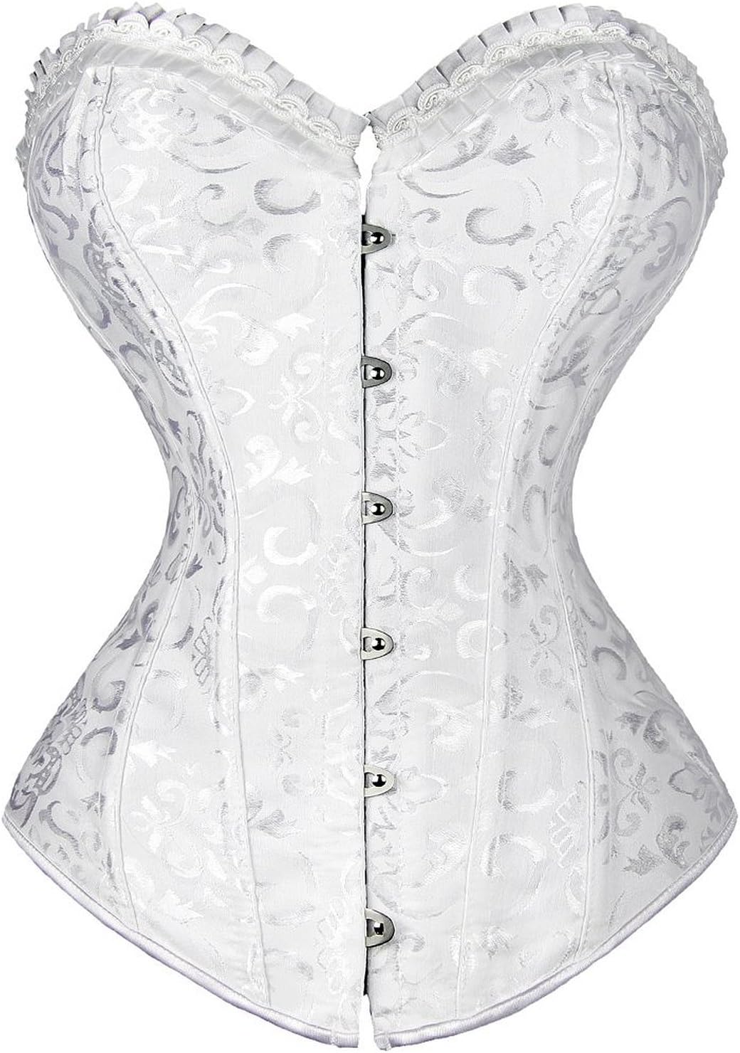 Little Hunter Women Steel Boned Brocade Overbust Long Torso Waist Training Corset