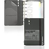 CAGIE A7 Binder 6 Ring Notebook with Dividers Refillable Planner Binder with Pockets, A5 Refill Paper Include Planning Square Ruled and Dotted Pages, 4.13 x 5.71 In, (Grey, A7 Hourly¨ Page)