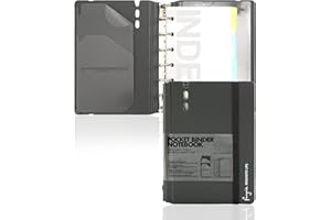 CAGIE A7 Binder 6 Ring Notebook with Dividers Refillable Planner Binder with Pockets, A5 Refill Paper Include Planning Square Ruled and Dotted Pages, 4.13 x 5.71 In, (Grey, A7 Hourly¨ Page)