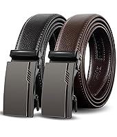 Truyis Mens Ratchet Belts Leather-2 Packs,Adjustable Slide Belts,Holeless Belts For Gifts Men Dress Casual 1 3/8