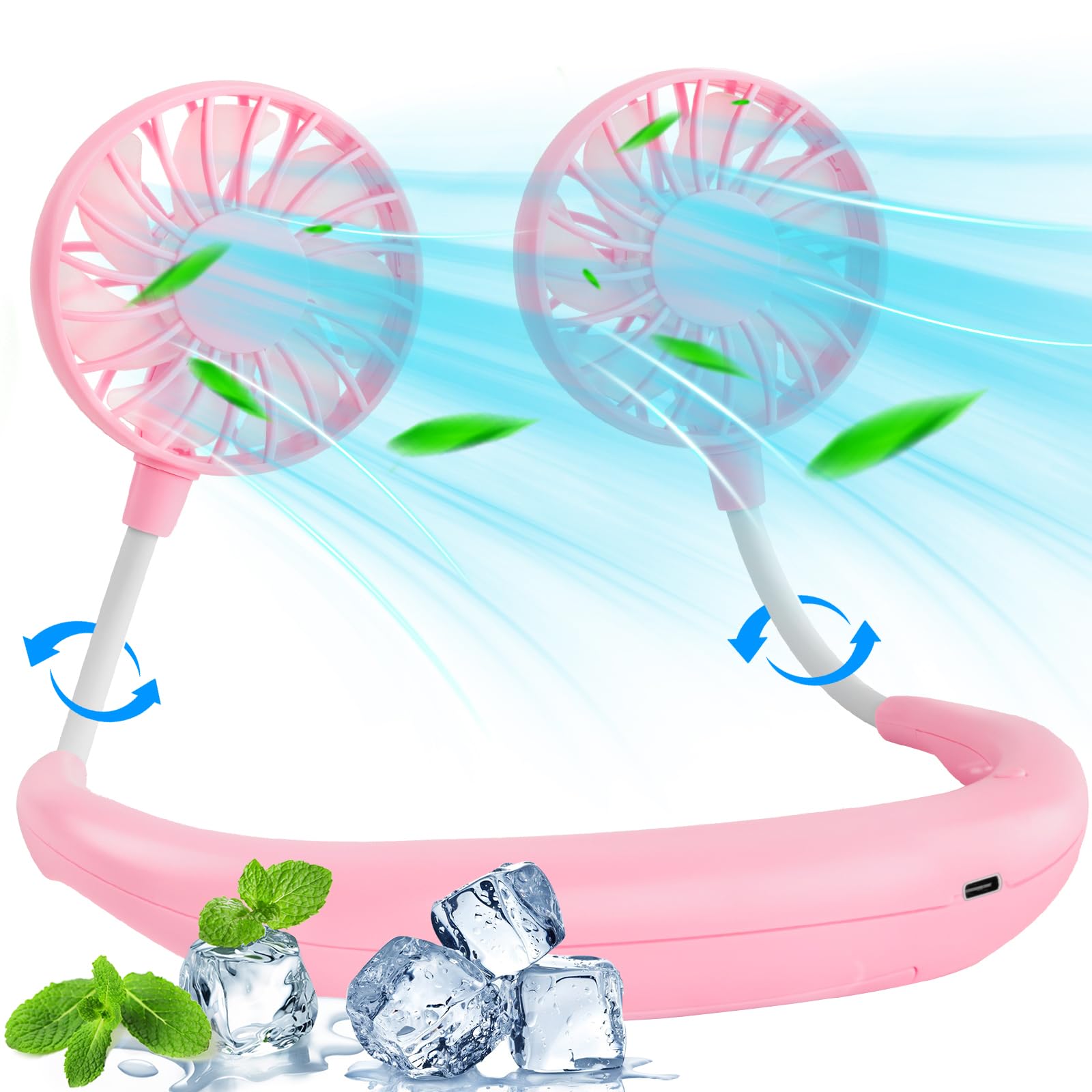 BOSONER Neck Fan Rechargeable Portable Women: Head Fan for Neck Round Cooling - Neck Fans Holiday Essentials for Women Men