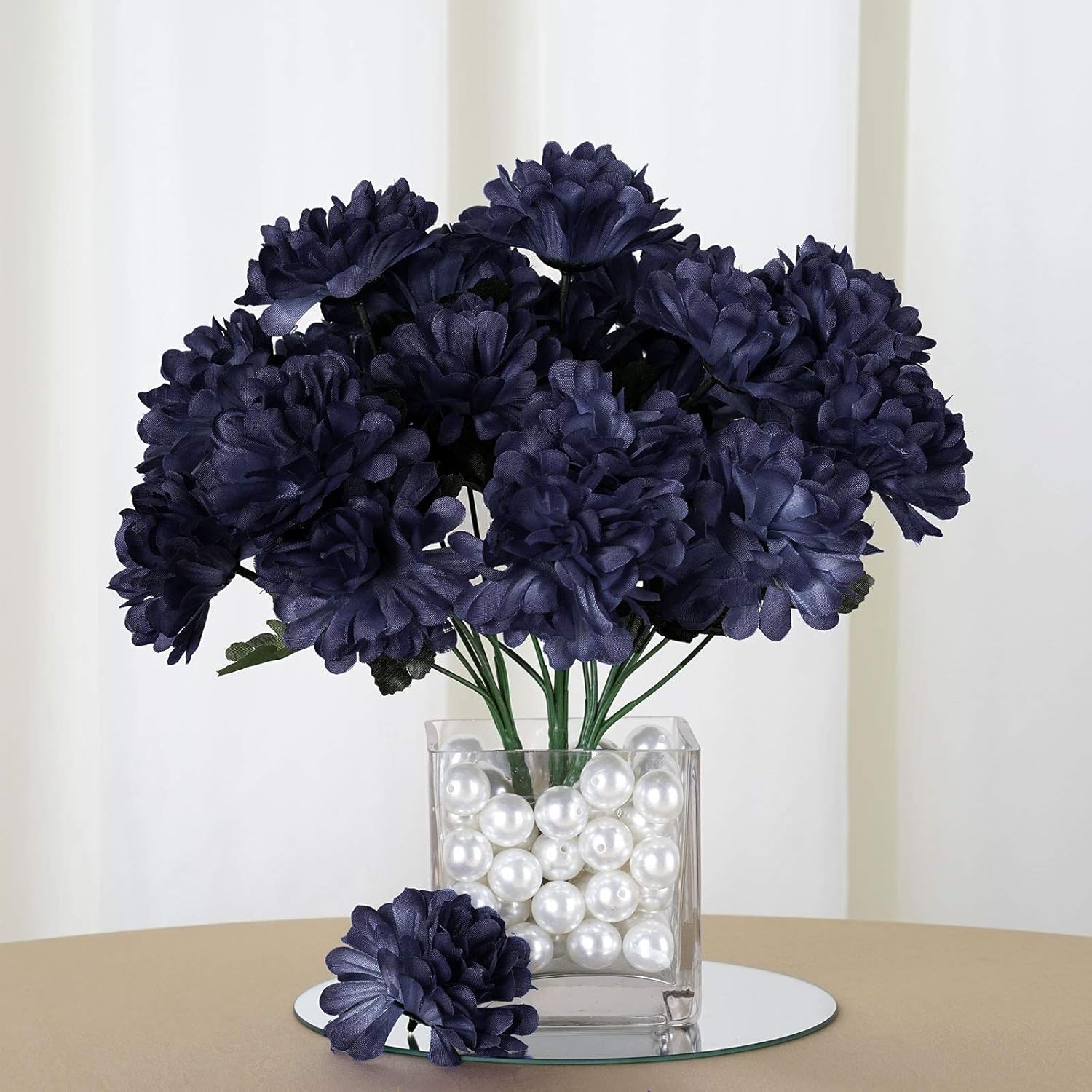 Amazon Com Efavormart 84 Artificial Chrysanthemum Mums Balls For Diy Wedding Bouquets Centerpieces Party Home Decoration Wholesale Navy Blue Home Kitchen