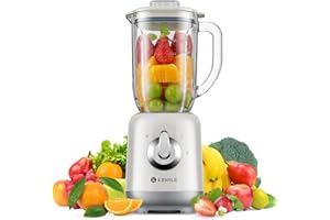 KIDISLE Retro Blenders for Kitchen, 34oz Glass Jar, 700W Smoothie Blender 2.0 for Shakes and Smoothies, 3 Adjustable Speed for Milkshake, Ice Crush, Puree and Frozen Fruit, White