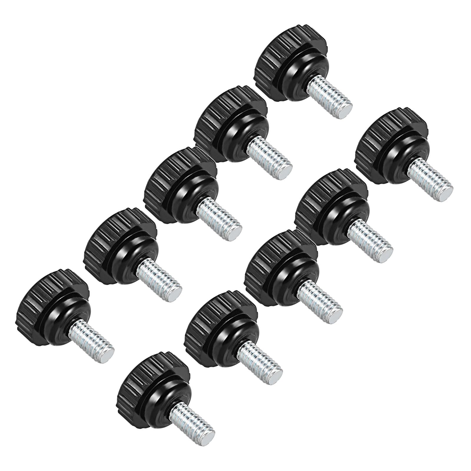 CoCud Knurled Clamping Knobs, M6 x 10mm Male Thread 21mm Head, Thermoset Plastic Thumb Screw Grip Bolt Knobs Black - (Applications: for Lathe Machinery), 10-Pieces