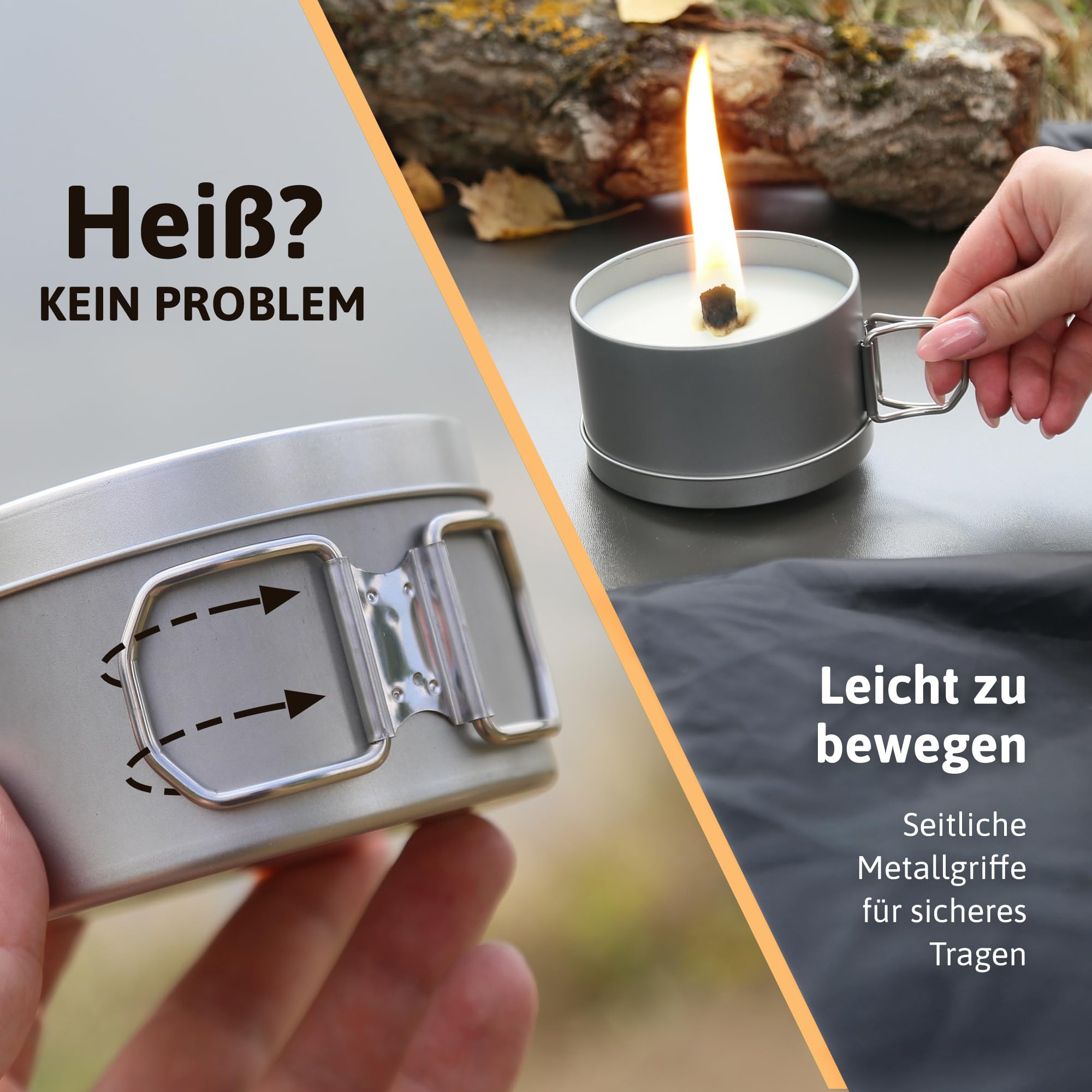 AUTDOOR® Dauerkerze Outdoor aus Sojawachs – Nachfüllbare Campingkerze mit Dauerdocht | Nachhaltiges Windlicht als Mini-Lagerfeuer für Garten & Balkon – Umweltfreundliche & wiederverwendbare Kerze 6