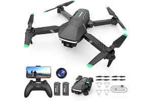 COBMATH Mini Drone with Camera for Kids Beginners - Foldable Remote Control Helicopter Toys Gifts for Boys Girls, 1080P HD FPV RC Quadcopter with Gesture Selfie, Altitude Hold, 3 Speed, 2 Batteries, Black