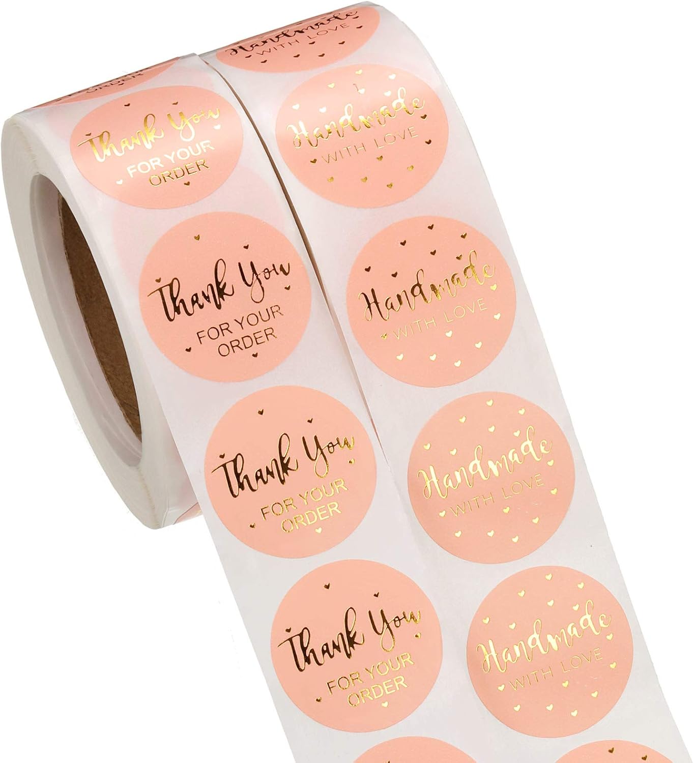 1000 Pieces Gold Foil Thank You Roll Stickers 1 Inch Handmade with Love ...