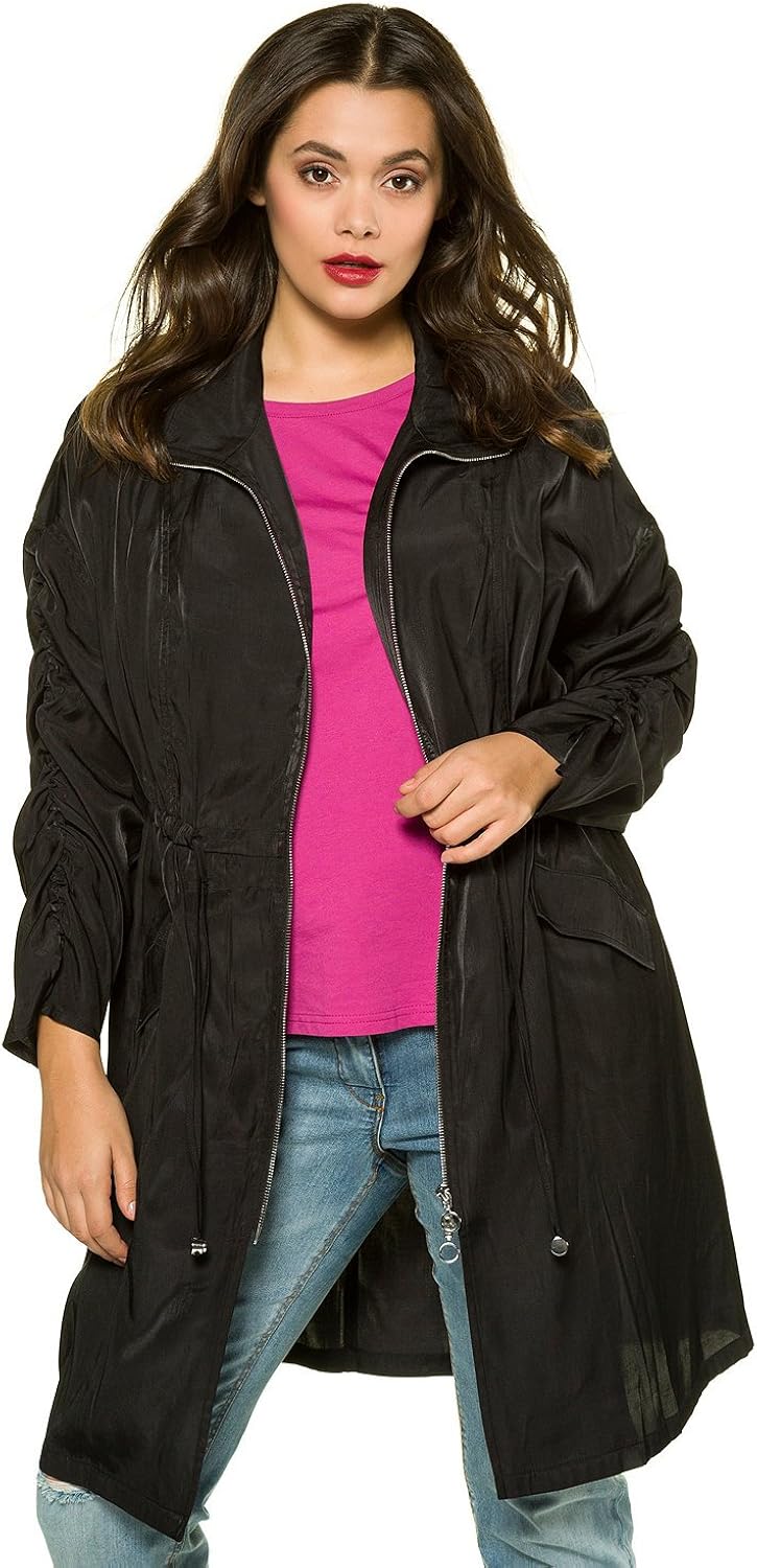 Studio Untold Women's Plus Size Lightweight Waterproof Coat Black 28