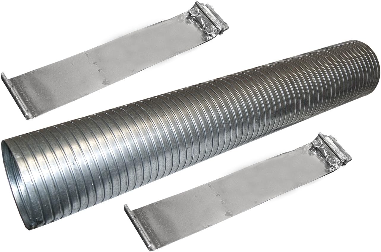 24" Galvanized Flexible Exhaust Tubing 5" Diameter Flex Pipe with 2 Band Clamps