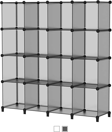 Amazon Simpdiy 本棚 大容量 整理棚 ワイヤー収納ラック 組み立て式 衣類収納ボックス 便利な ワードローブ グレー 16ボックス 本棚 オンライン通販