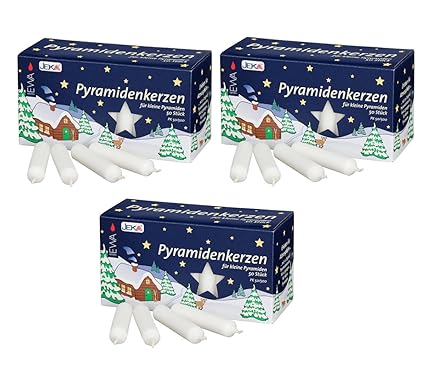 Pyramidenkerzen klein, weiß ca. 14 x 74 mm / 150 Stück Weihnachtskerzen, Adventskerzen, Christbaumkerzen, Baumkerzen, Kerzen