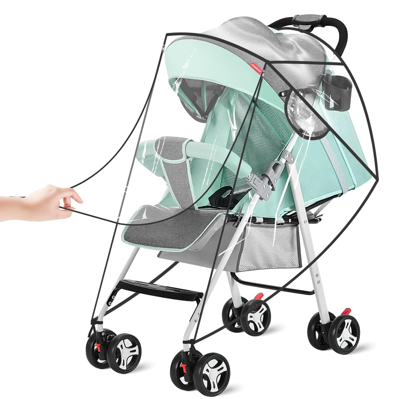 Hysagtek Rain Cover for Pushchair Stroller Buggy Pram Rain Cover for Stroller Stroller Cover with Nylon Waterproof Zipper Travel Weather Shield Raincover