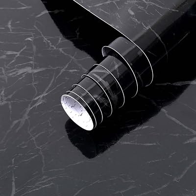 Arthome Black Marble Contact Paper 43.5cmx305cm Self Adhesive Wallpaper
