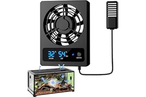 Reptile Ventilation Fan - Bearded Dragon Blower, Habitat Fan | Quiet Climate Control Sensor with Screen for Snake Terrarium E