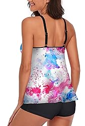 Omichic Women's Loose Tankini Top with Boyshorts
