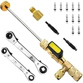 CALPOSE Valve Core Remover Installer Tool and HVAC Service Wrench Set | HVAC Core Removal Tool with 1/4" &amp; 5/16" SAE Compatible, Fit R410A R22 R134a Systems, AC Refrigeration Repair Tool Kit,10PCS