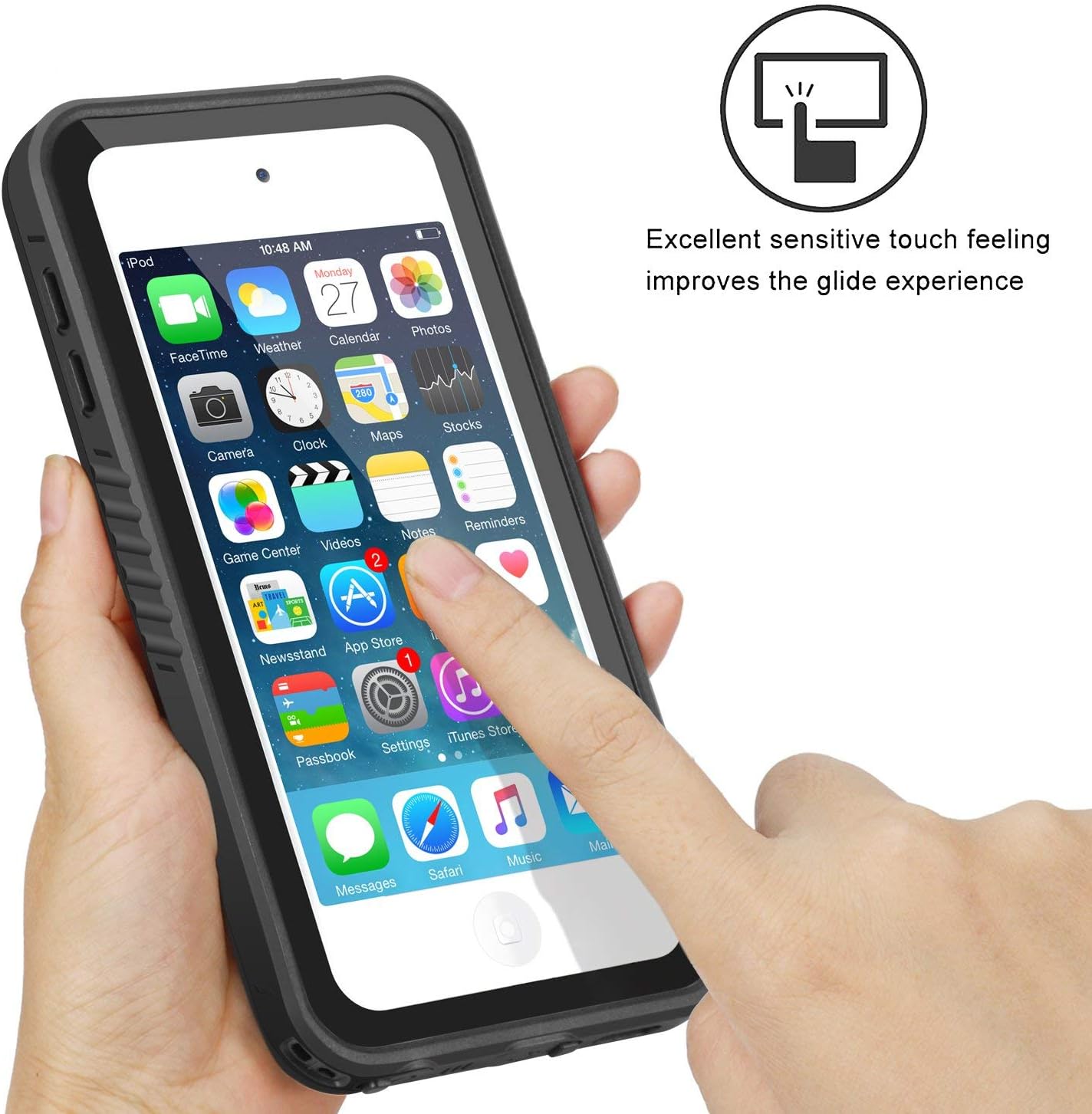 Waterproof Case for iPod 7/ iPod 6/iPod 5, Meritcase Knight Series Waterproof Shockproof Dirtproof Snowproof Case Cover with Kickstand for Apple iPod Touch 5th/6th/7th Generation for Snorkeling