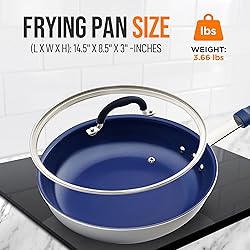 NutriChef 8" Fry Pan With Lid - Small Skillet