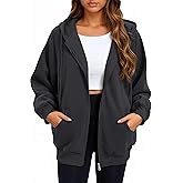 Oyamiki Zip Up Hoodie Women Oversized Sweatshirt Trendy Casual Tops Fashion Fall Outfits Jackets with Pockets