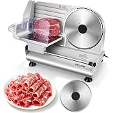 VEVOR Meat Slicer, 8.6" Electric Deli Slicer with 2 SUS420 Blades | 0-0.6" Adjustable Thickness, Dual Security Lock, 200W Home Food-Slicer for Frozen Meat, Ham, Baguett, Steak, ETL Approved