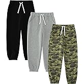 JARMAKO Boys Fleece Sweatpants, 3-Pack Jogger Pants for 4-8 Years