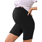 Yeshape High Waisted 7" Ribbed Maternity Biker Shorts Active Wear Lounge Workout Pregnancy Shorts