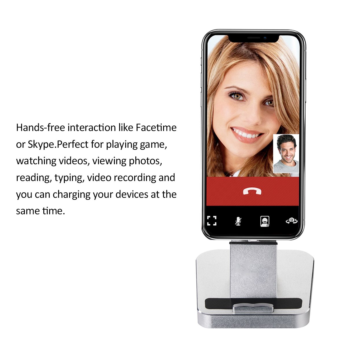 iPhone Dock,Aluminum iPhone Desk Charger Stand Dock Station Holder for iPhone 7/7Plus/6S/ 6/6 Plus/SE/5S and Samsung S7/S7 eage (Sliver)