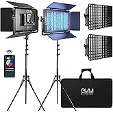 GVM 1500D RGB LED Video Light with Softbox, 75W Video Lighting Kit with Bluetooth Control, Led Panel Light for Photography, YouTube Studio, Video Shooting,18 Scene Mode, 2 Packs