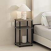 Furinno JUST Night Stand, 3-Tier Turn-N-Tube Nightstand, Toolless Bedside Table, End Table, Side Table with Open Storage for Bedroom, Living Room, Bathroom, French Oak
