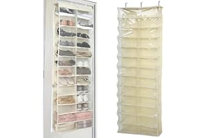 Over The Door Storage Organizer, Hoodie Door Organizer Hanging, 26-Pocket Clear Sweatshirt Storage, Wall Shoes Bag, Portable 
