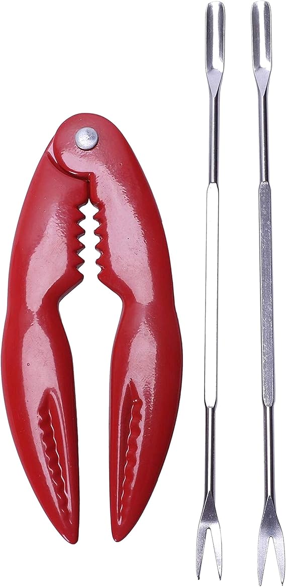 LNIEGE Shellfish Tool Crab Pliers(1PC) and Forks(2PCS) for Seafood Crab