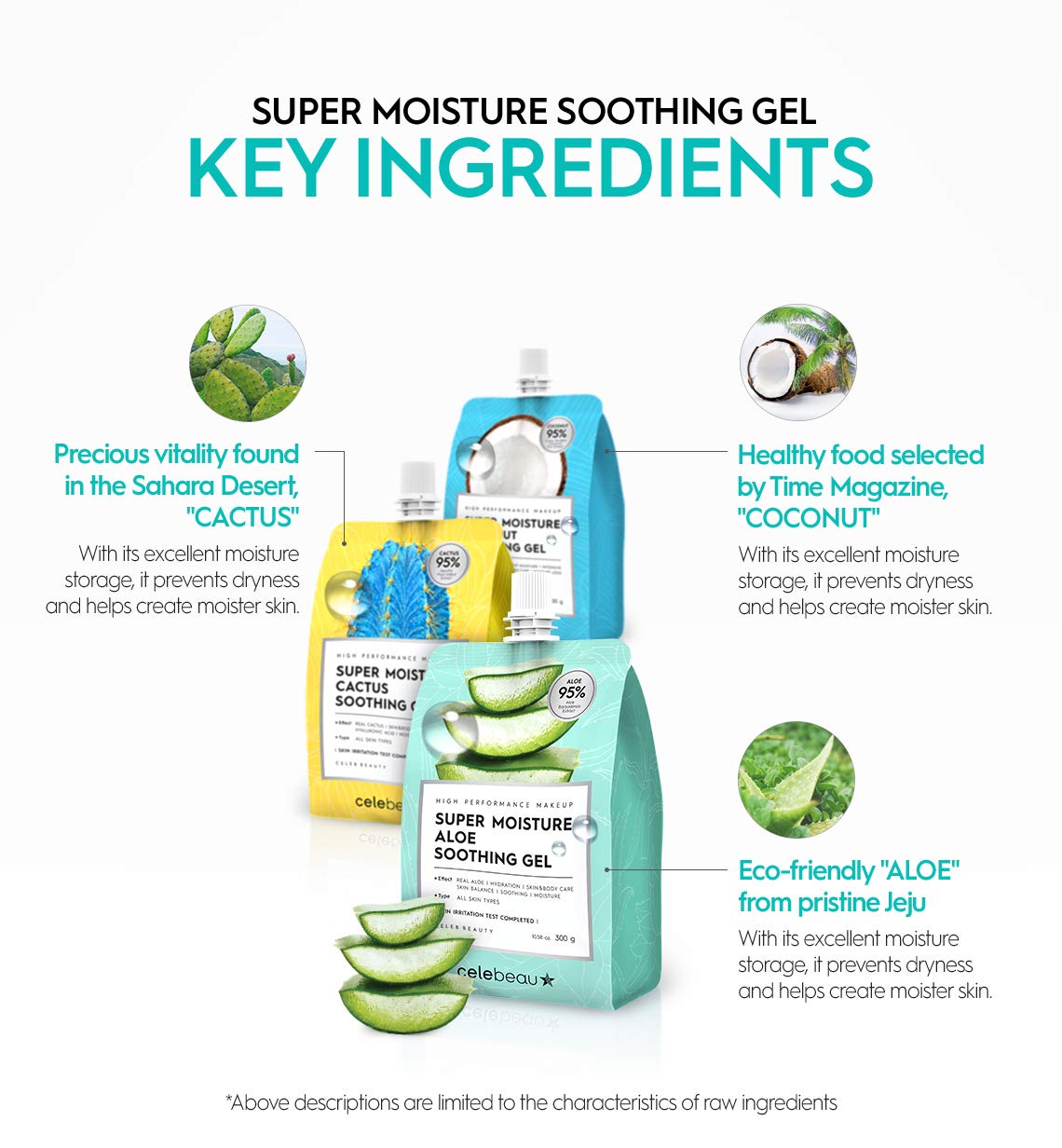 CELEBEAU - Super Moisture Aloe Soothing Gel - 95% Aloe Extract - Maximum Soothing & Hydration for All Sensitive Skin Types - Excellent After Sun Care Relief - 300g : Beauty