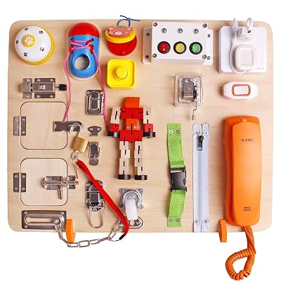Tangame Montessori Busy Board, a Busy Plank Toy for Young Children, a Travel Toy with Educational Activities and fine Motor Skills Activities,