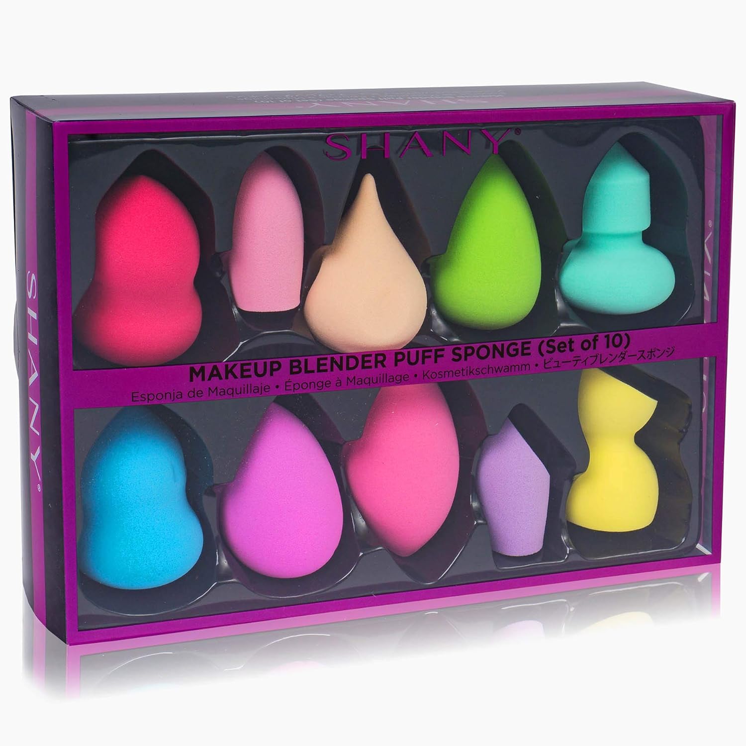 SHANY Makeup Premium Beauty Sponge Blender Puff Set - Latex-free & Vegan, Multipurpose Shapes & Colors - Set of 10 : Beauty