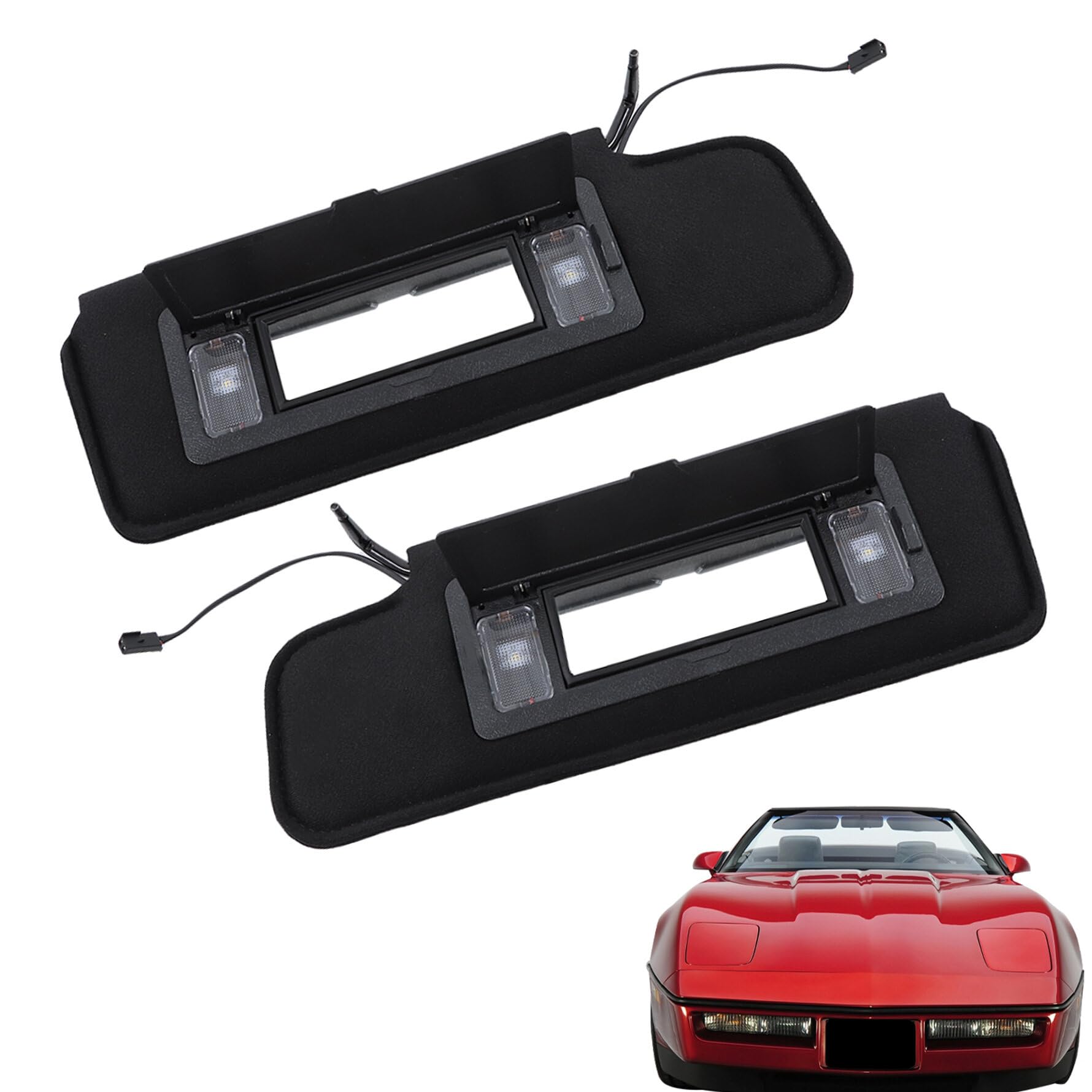 Photo 1 of munirater 1Pair Sun Visors Black Sunshades with Vanity Mirror and Light Replacement for 1984-1996 Corvette C4 2-Door 12459827 14081826