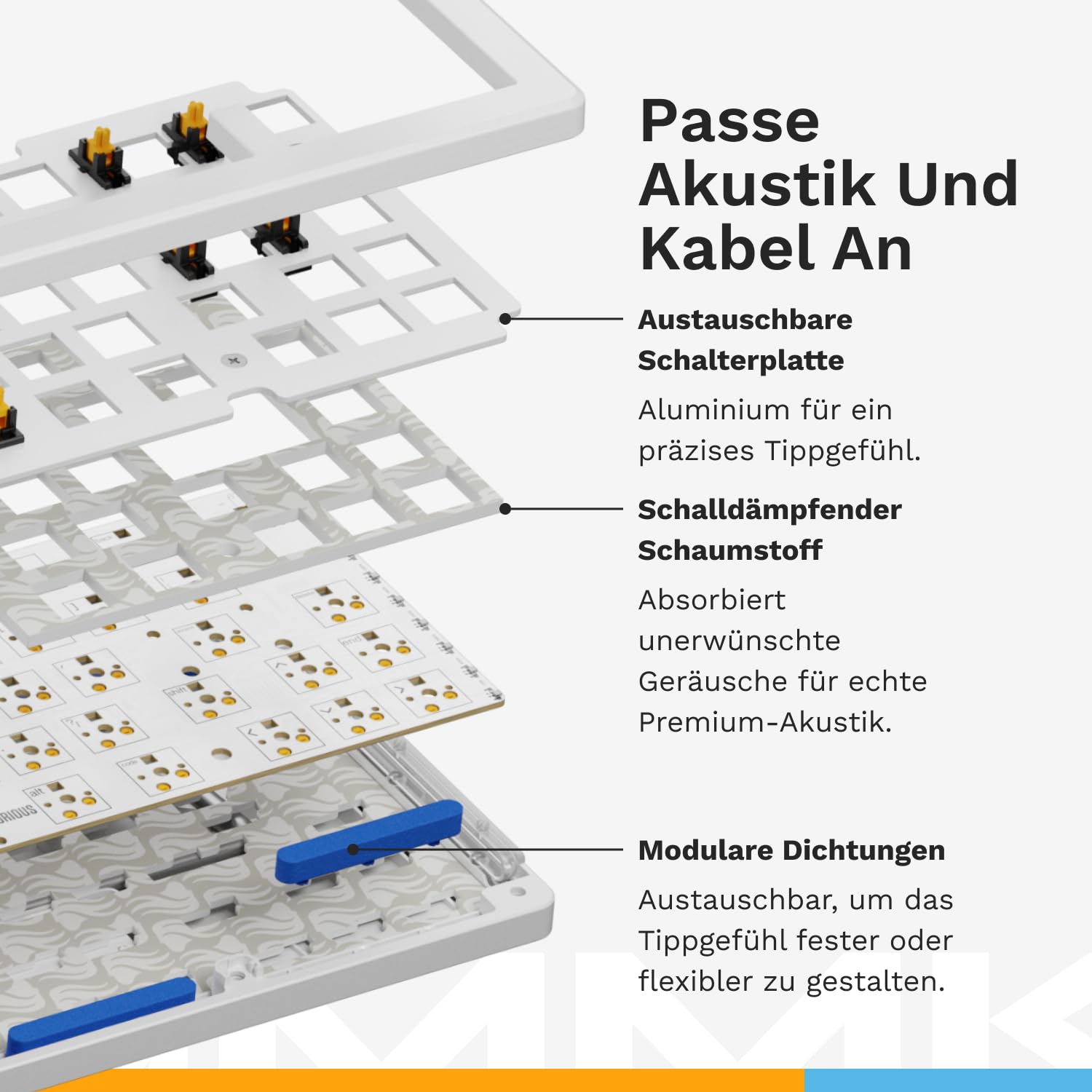 GLORIOUS Gaming GMMK 3 Tastatur Rapid Trigger: Hall-Effekt, 8k Abrufrate, MX/Schalter, Hot-Swap 100%, Dichtungssystem, Doubleshot PBT Tastenkappen, QWERTZ Deutsch 7