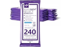 Medline Readybath Body Wipes, Shower and Bath for Adults, No Rinse Disposable Washcloths, Extra Thick, Hypoallergenic, Alcohol-Free, Aloe-Infused, Unscented, 240 Count (30 Packs), 8x8 Inch