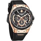 Paras Crown Watches for Men Luxury Japanese Quartz Movement Chronograph Analog Watch Stainless Steel Case 5ATM Waterproof Mens Watches