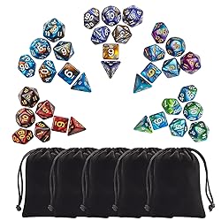 CiaraQ Polyhedral Dice Set (35 Pieces) with Black